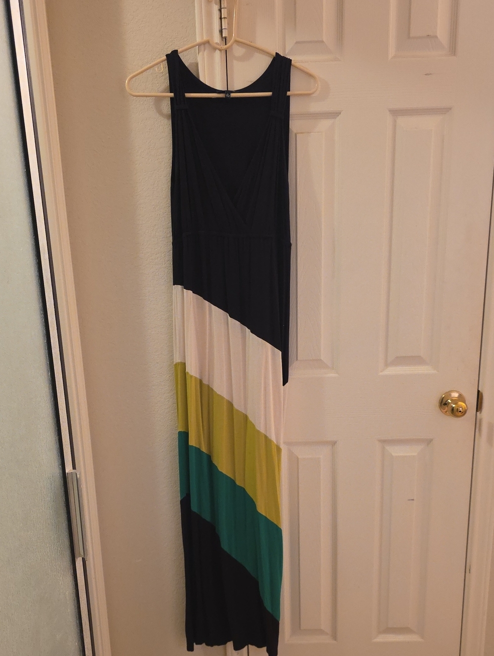 Spense Sleeveless Colorblock Maxi Dress in Black, White, Lime & Teal